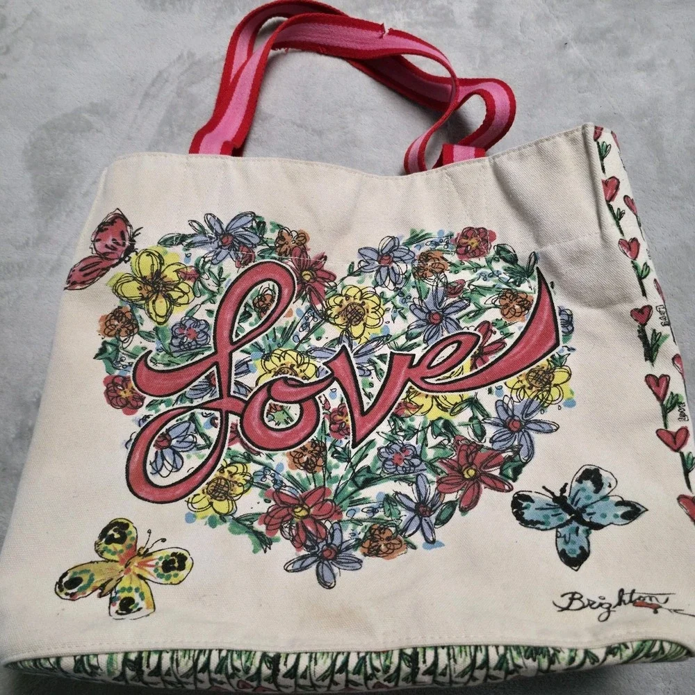 Brighton Love Tweet Flowers Heart Birds Canvas Butterflies Canvas Tote Bag